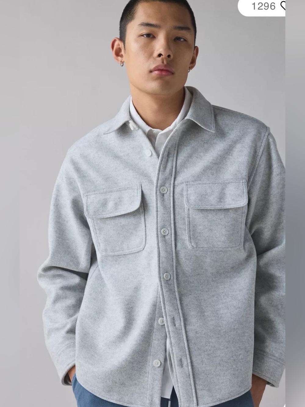 Urban Outfitters Men’s Light Heather Gray Collared Shacket